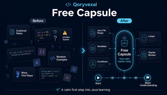 Qoryvexal Free Capsule graphic with educational content on a dark background
