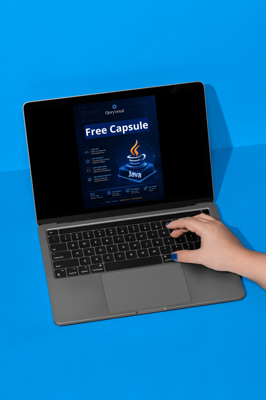 Person using a laptop with Quay Pavel Free Capsule software on a blue background